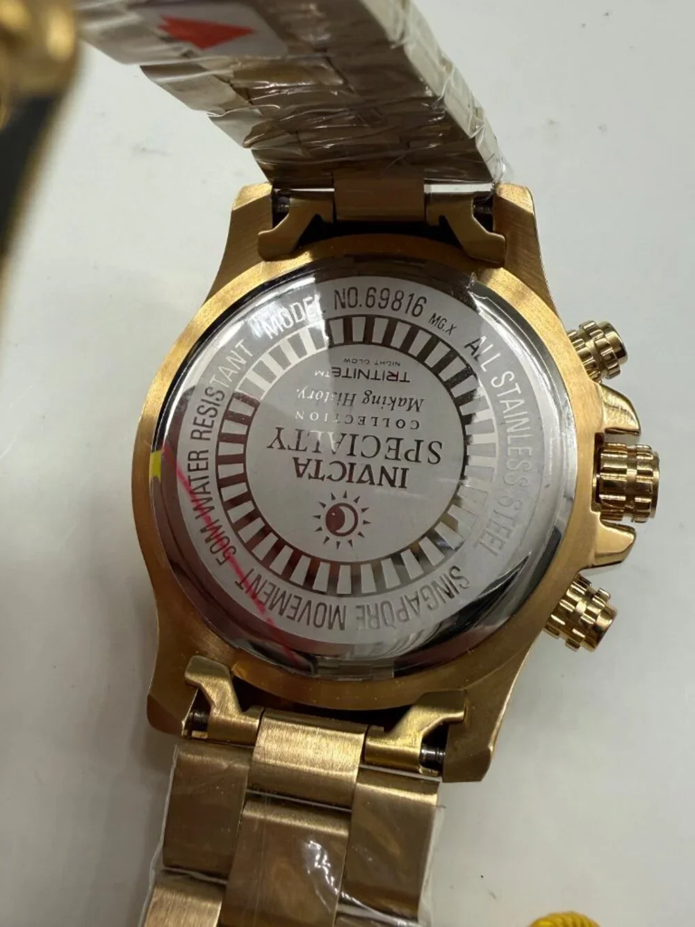 $299 Invicta Mens Specialty Mach Gala Gold Black 48mm Quartz Watch 69816 NIB